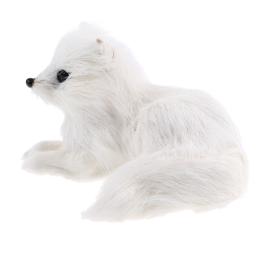 Cute White Lifelike Fur Lying  Animal Model Figurine Home Decor Crafts