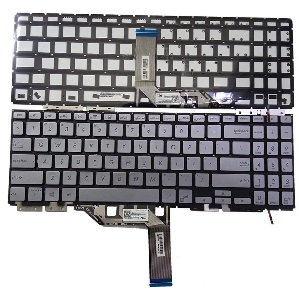 Laptop US Layout Keyboard Silver Replacement for ASUS Zenbook Flip 15 Easy Install High-Quality No Frame High Performance