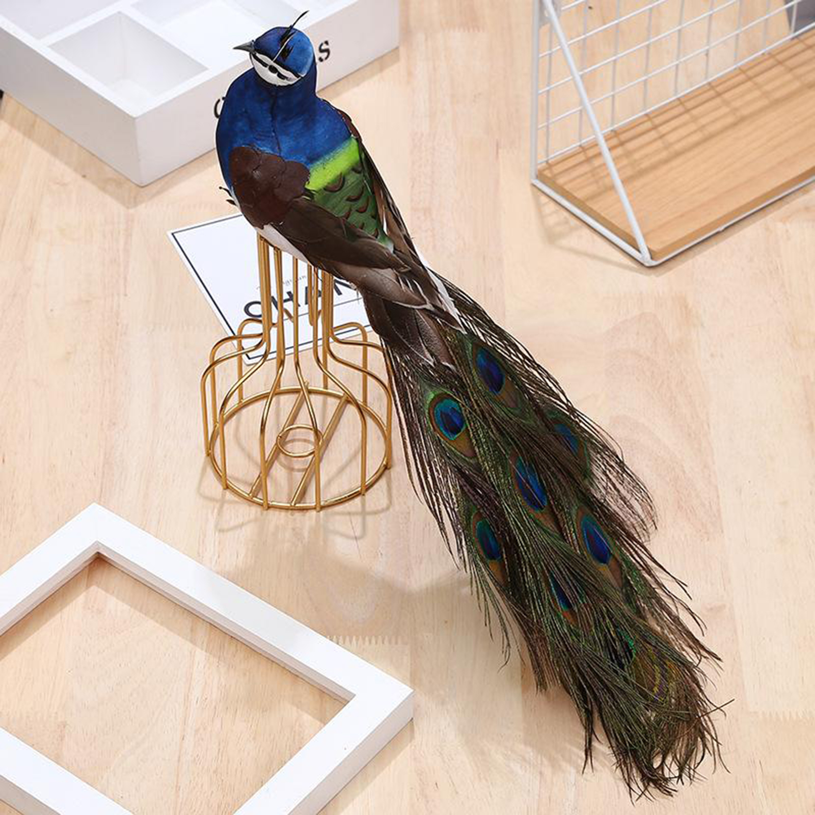 Garden Statue Peacock Figurine Handmade Statue for Patio Yard Art Decor Lawn Ornaments Indoor Outdoor Christmas Decorations