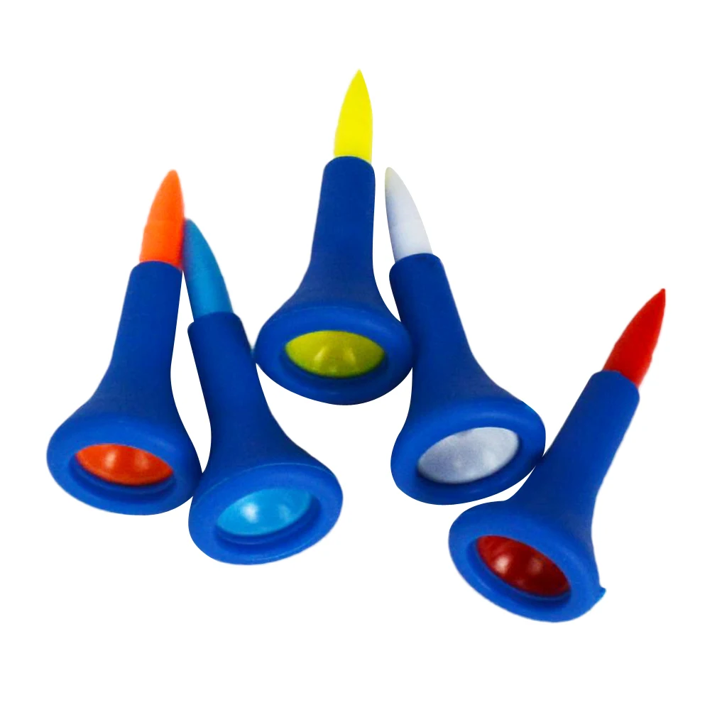 5 Pieces/Set Durable Soft Rubber Cushion Top Golf Tees Accessories Random Color Short Medium Long