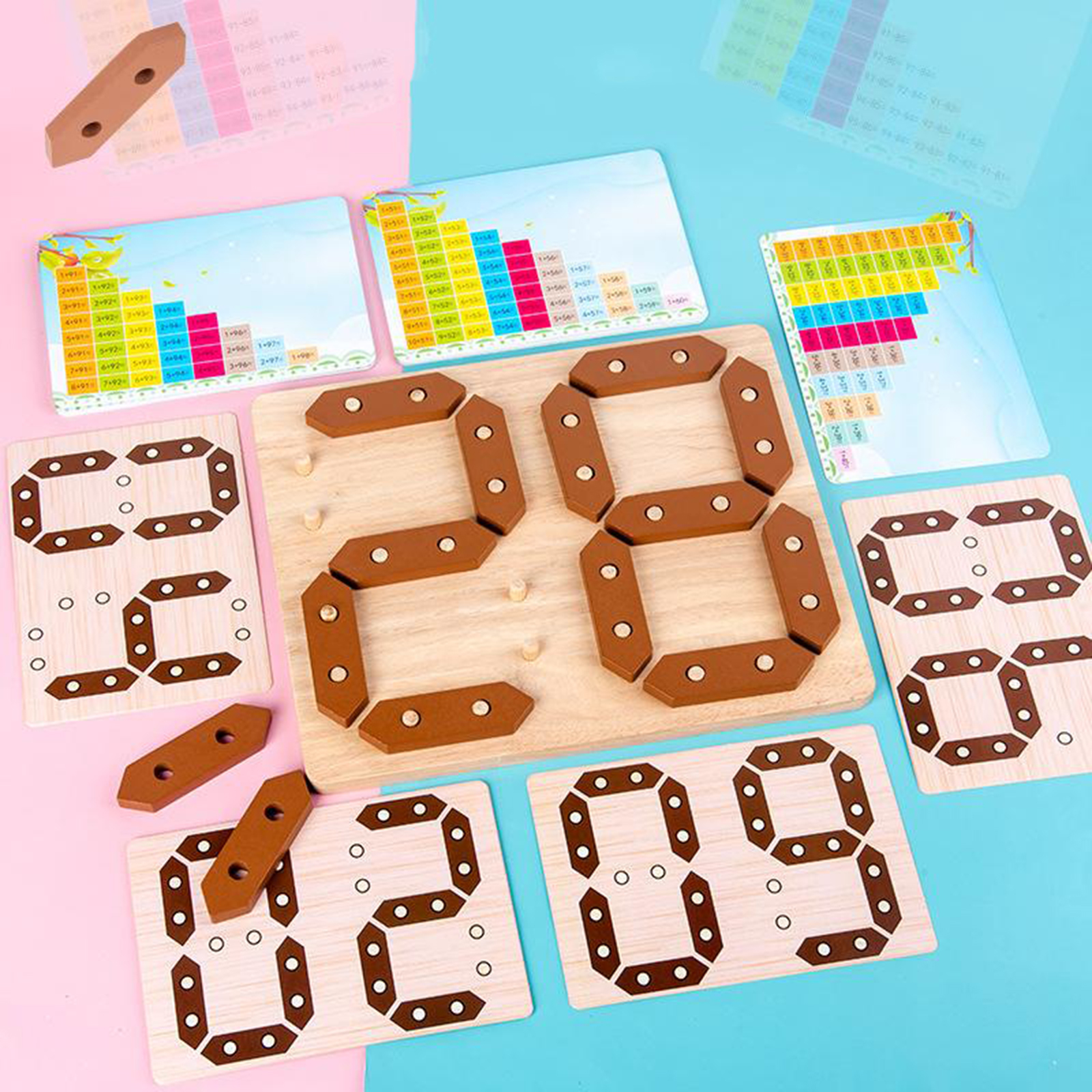 Wooden Number Puzzle Toys, Puzzle Game Preschool Stacking Blocks for Toddler,
