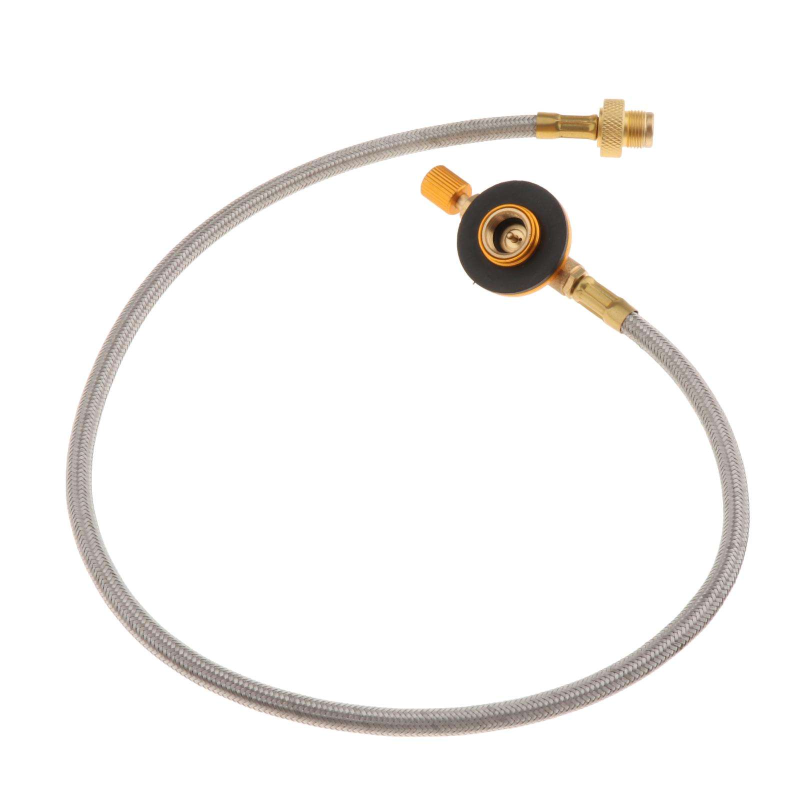 23Inch Adjustable Propane Regulator Hose Assembly, Gas Hose Pipe Tube Fits Camping Picnic BBQ Gas Cooker, Burner, Propane Tank