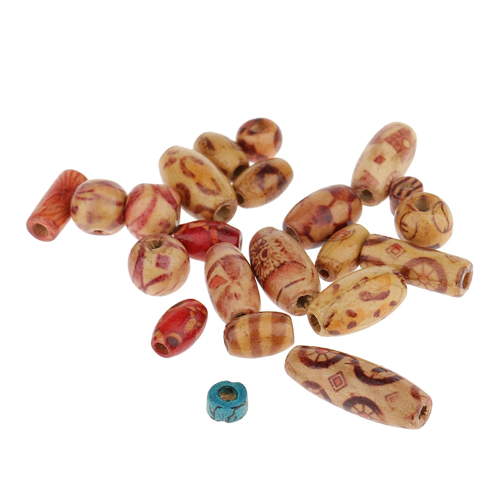 100 Pieces Natural Painted Wood Beads Loose Wooden Bead Bulk Lots Ball for