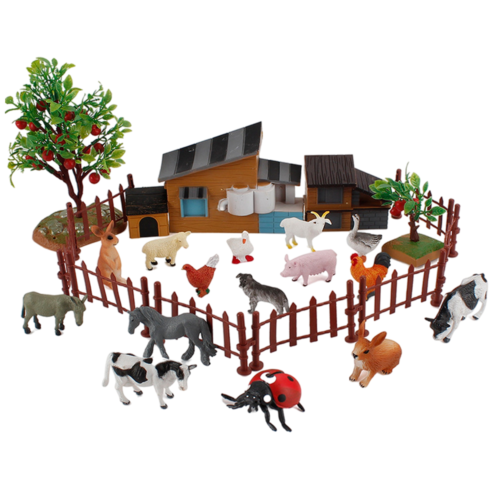21Pcs Farm Animals Set Learning Education Gift Farm Figurines Playset Farm Animal Figures TOY for Party Boys Girls
