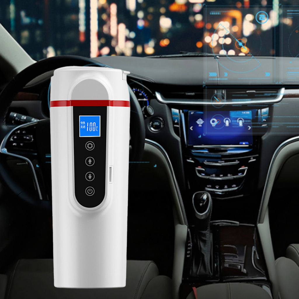 Smart Heating Car Cup Temp Control Kettle Boil Water Travel Coffee Mug Fit for Car Electric Quick Heating 12V/24V 420ml