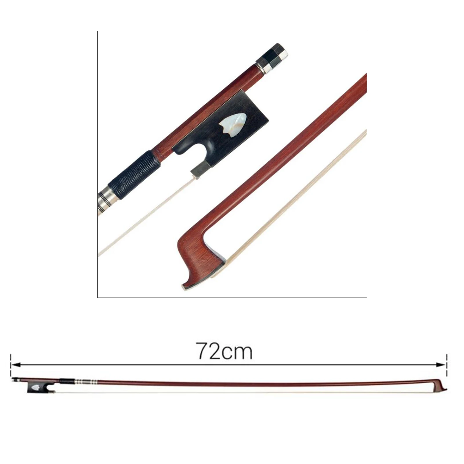 Handmade Brazilwood Violin Bow 4/4 Violin Bow Horse Hair Musical Intrument Parts for Kids Adults Gift