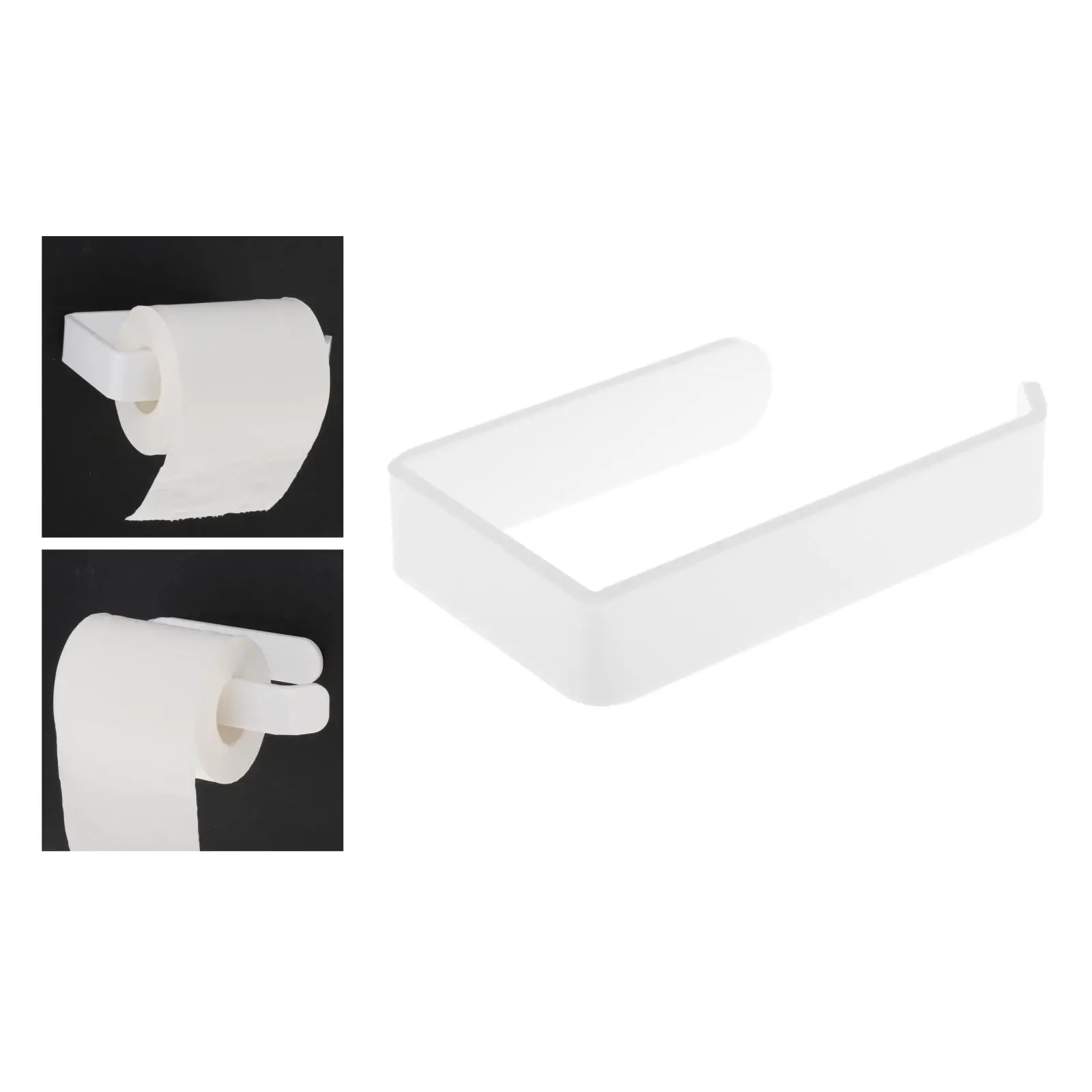 Wall Mount Paper Holder, White Acrylic Toilet Tissue Roll Holders Hangers, for Bathroom Kitchen, Easy to Install, for Wall Tile