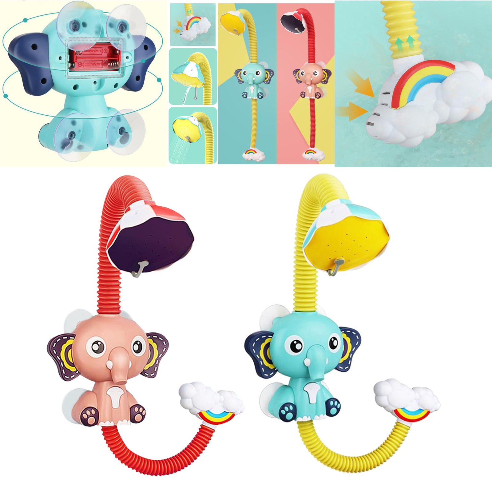 Electric Elephant Water Spray Bath Toys For Kids Baby Bathroom Bathtub Spray Shower Toys Strong Suction Cup On Bathtub Play Toy