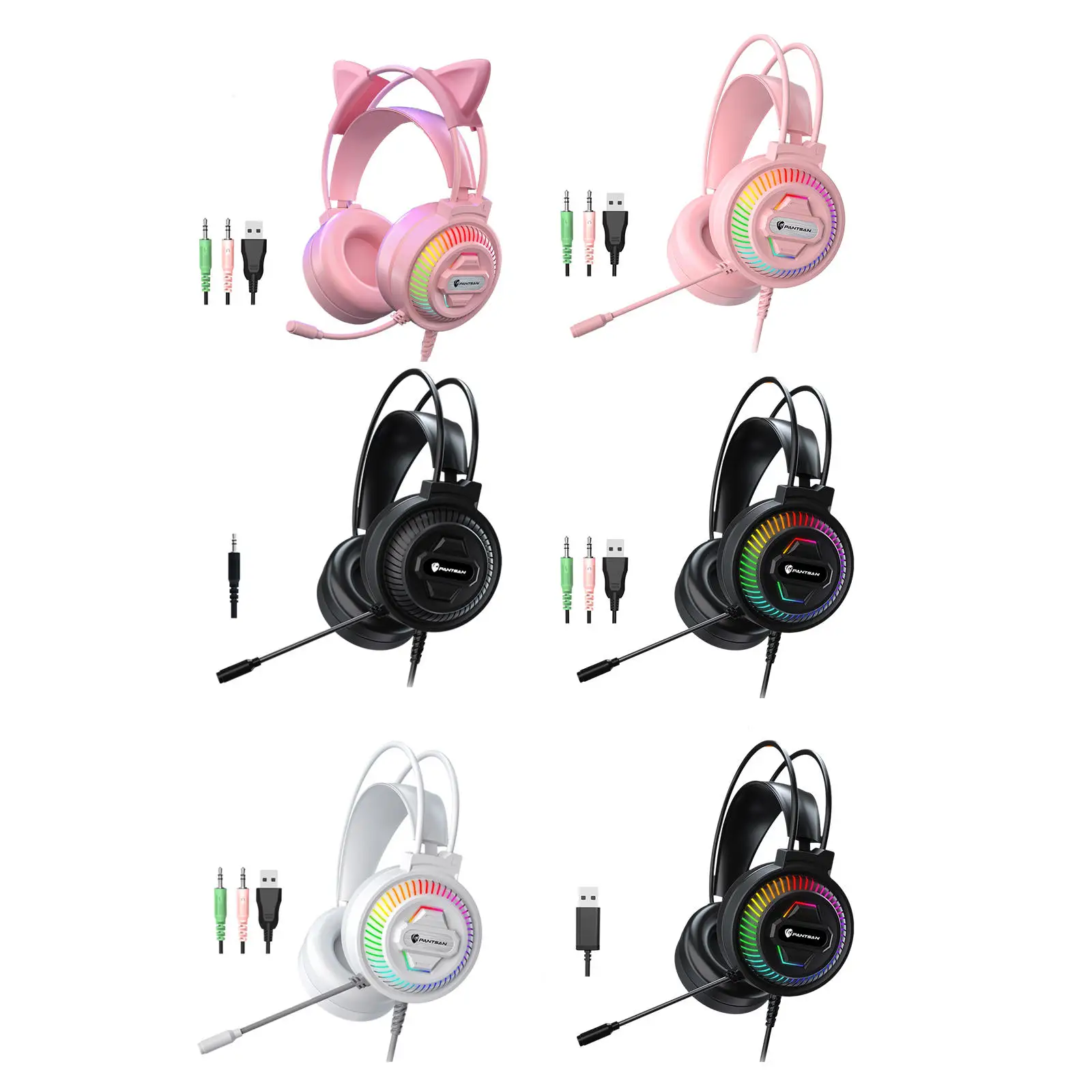 on-Ear 3.5mm USB Headsets Headphones with Long Mic for Students Study Online Course