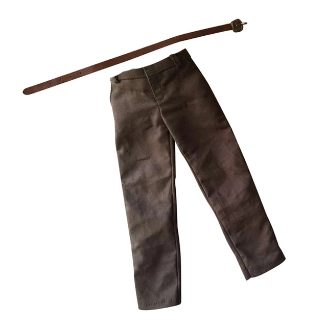 PB-PT-BRN: 1/12 scale Brown fabric pants for 6 inch slim body