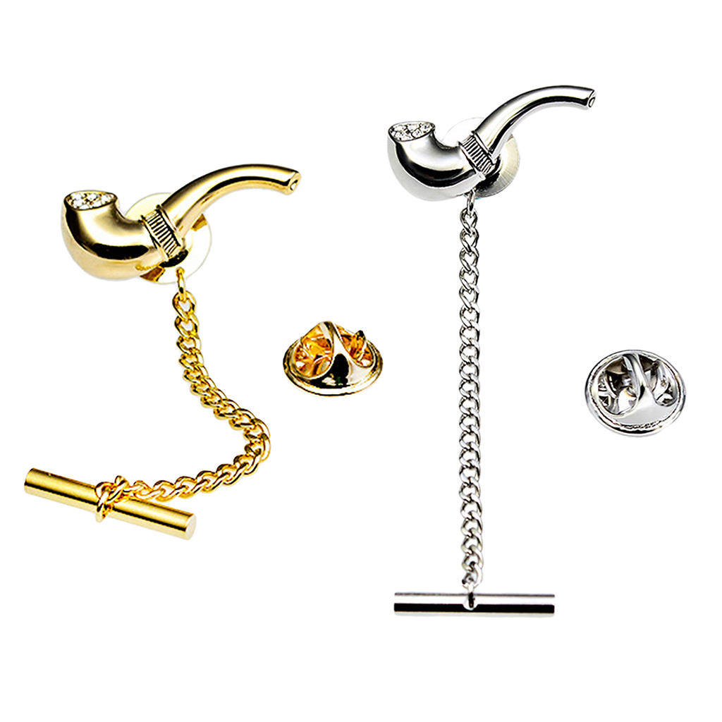 Novelty Shape Pipe Tie Tack Clips Pins For Men Wedding Business Accessories