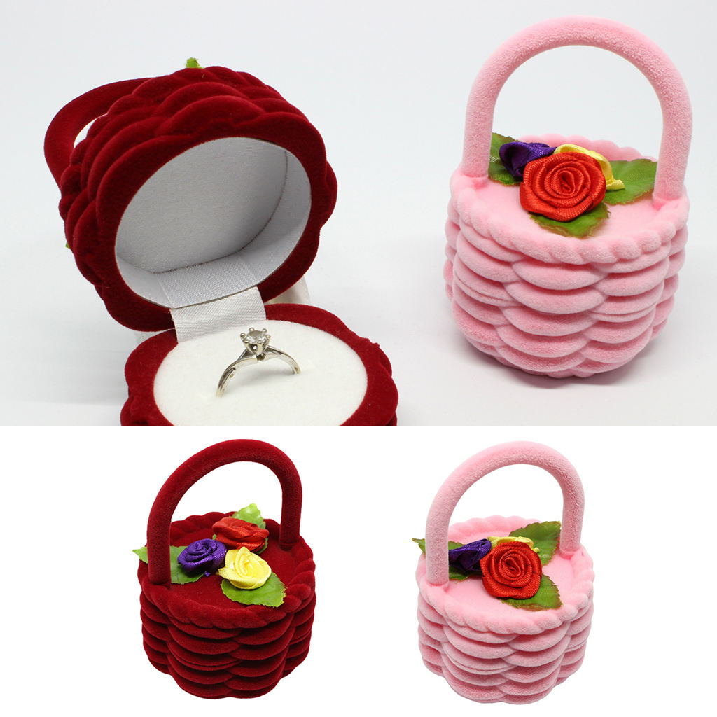 Special Flower Basket Shape Gift Box Velvet  Box Display Jewelry Box