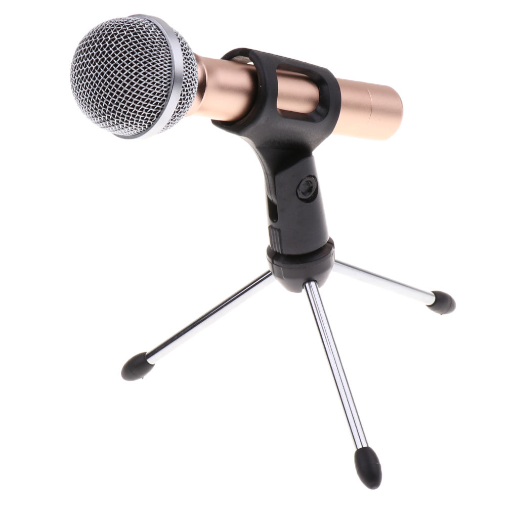 Professional Handheld Condenser Microphone with Tripod Stand Mic Clip for Moblie Phone Laptop Recording Broadcasting