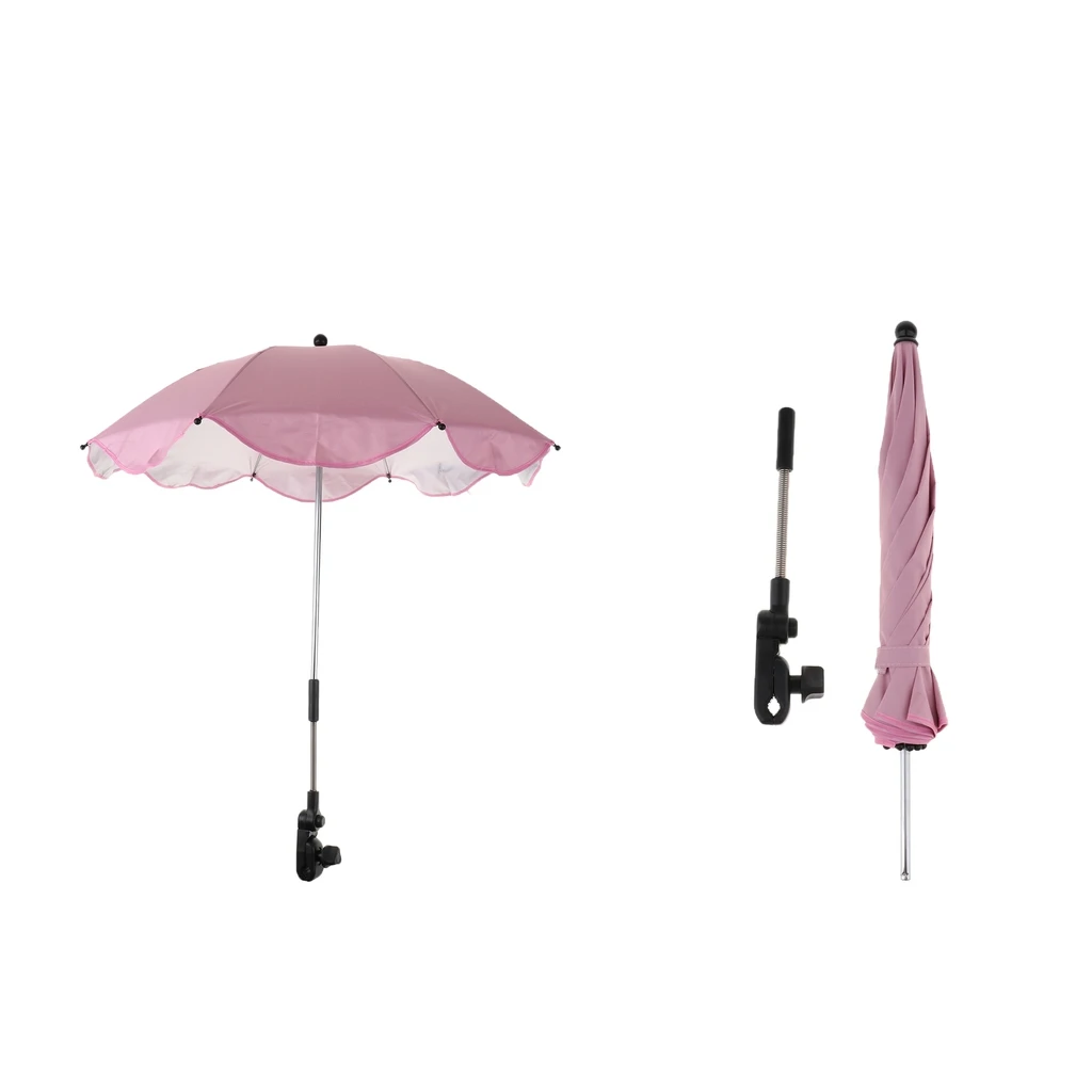 2x Portable Beach Umbrella Windproof Anti UV Sun Shelter Canopy 360° Rotating Clamp for Summer Beach and Sports Events