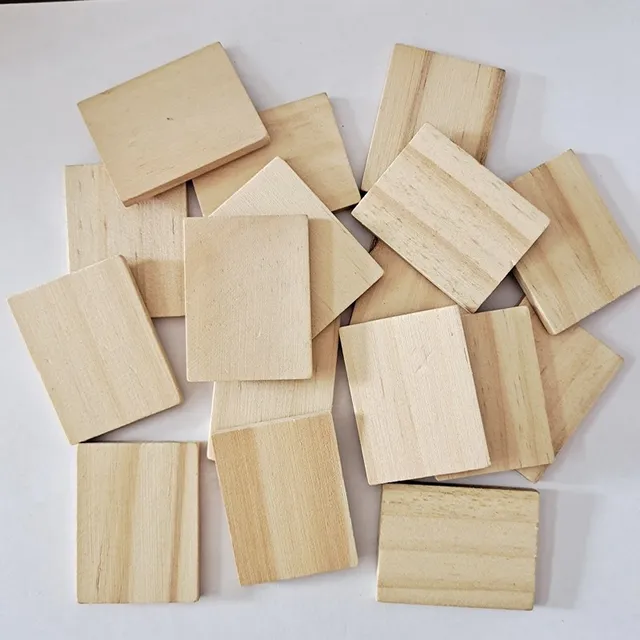 100pcs 3.5X4.5CM Unfinished Natural Wood Rectangle Blank Pieces