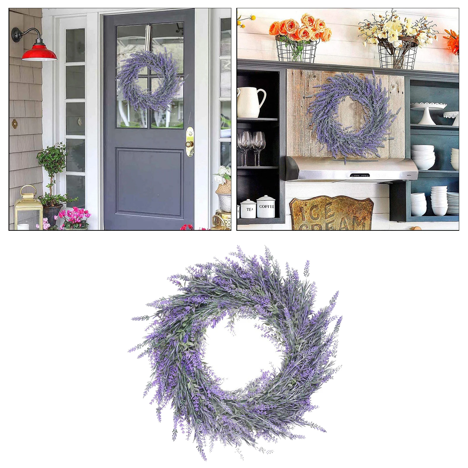 Lavender Wreath Handmade DIY Valentines Day Artificial Flowers Leaves Wreaths Holiday Furniture Decoration For Home Door