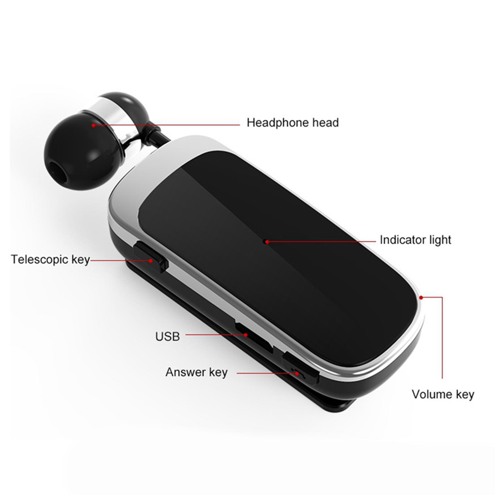 Fineblue K52 Bluetooth 4.0 Wireless Headset Stereo Headphone Clip-on Business Workout Driving Earphone Earbud Earpiece Handsfree