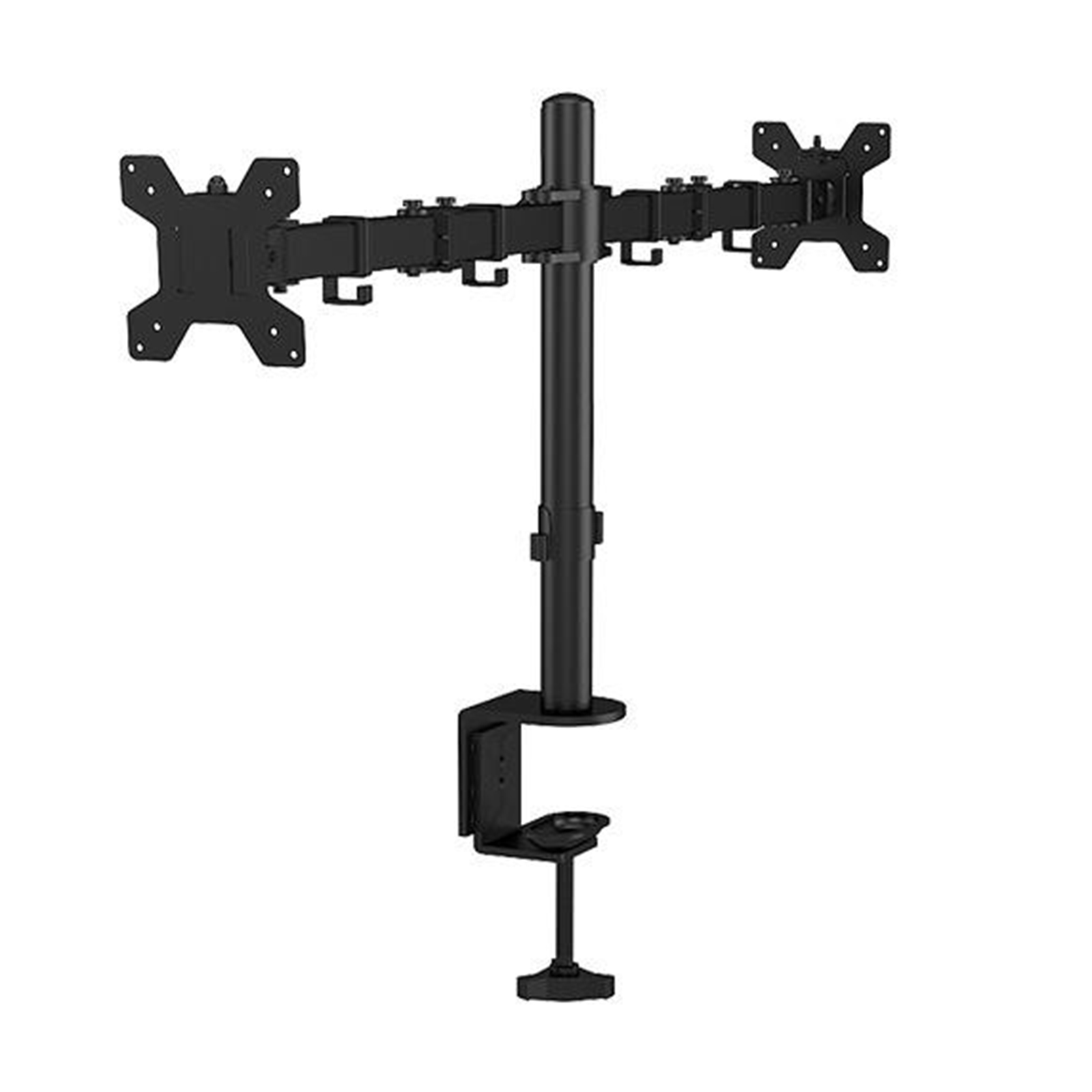Free Standing Dual LCD Monitor Fully Adjustable Desk Mount Stand Fits 2 Screens Black
