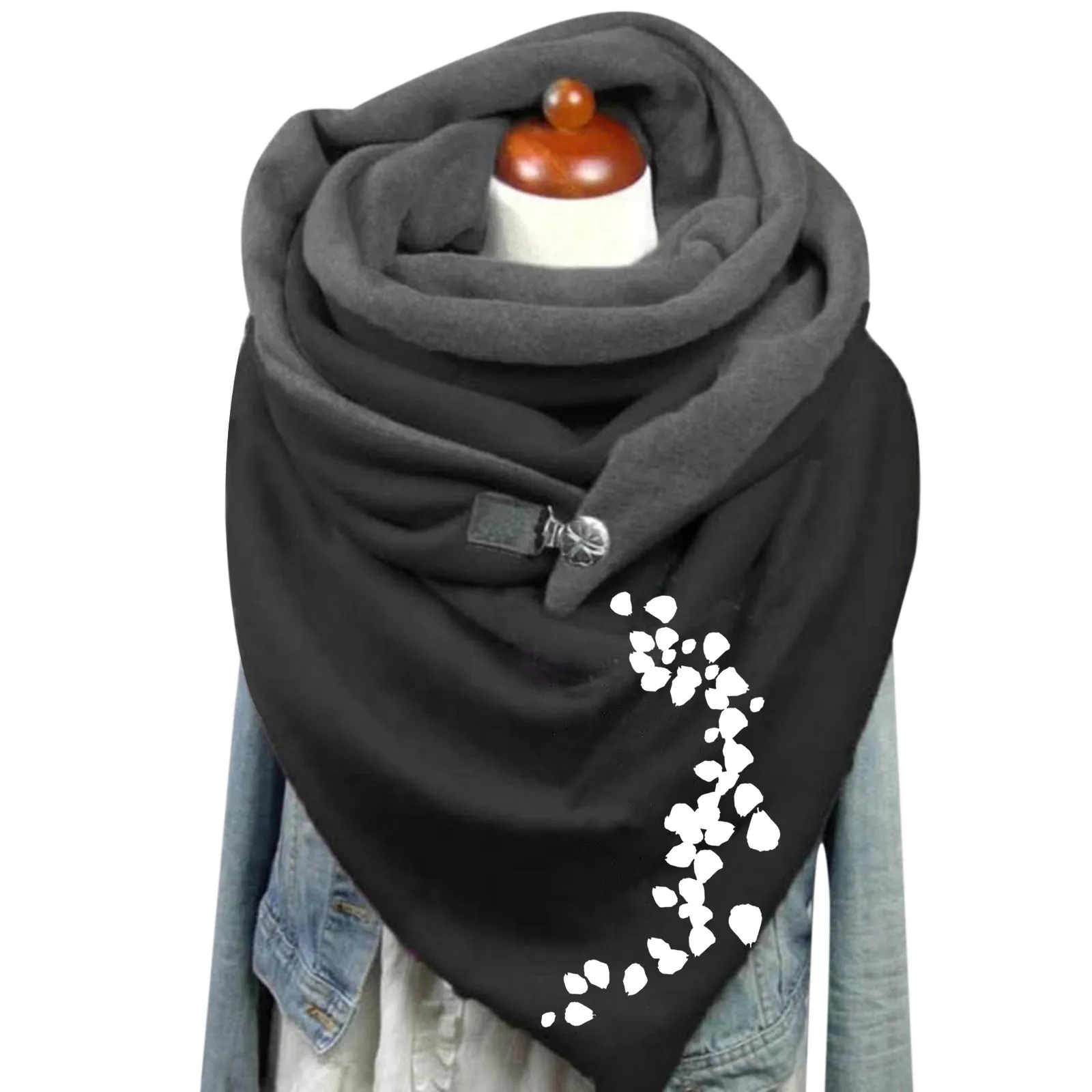 Women Scarf Winter Fashion Printing View Art Print Button Szalik Fashion Functional Soft Wrap Casual Warm Scarves Shawls black scarf mens