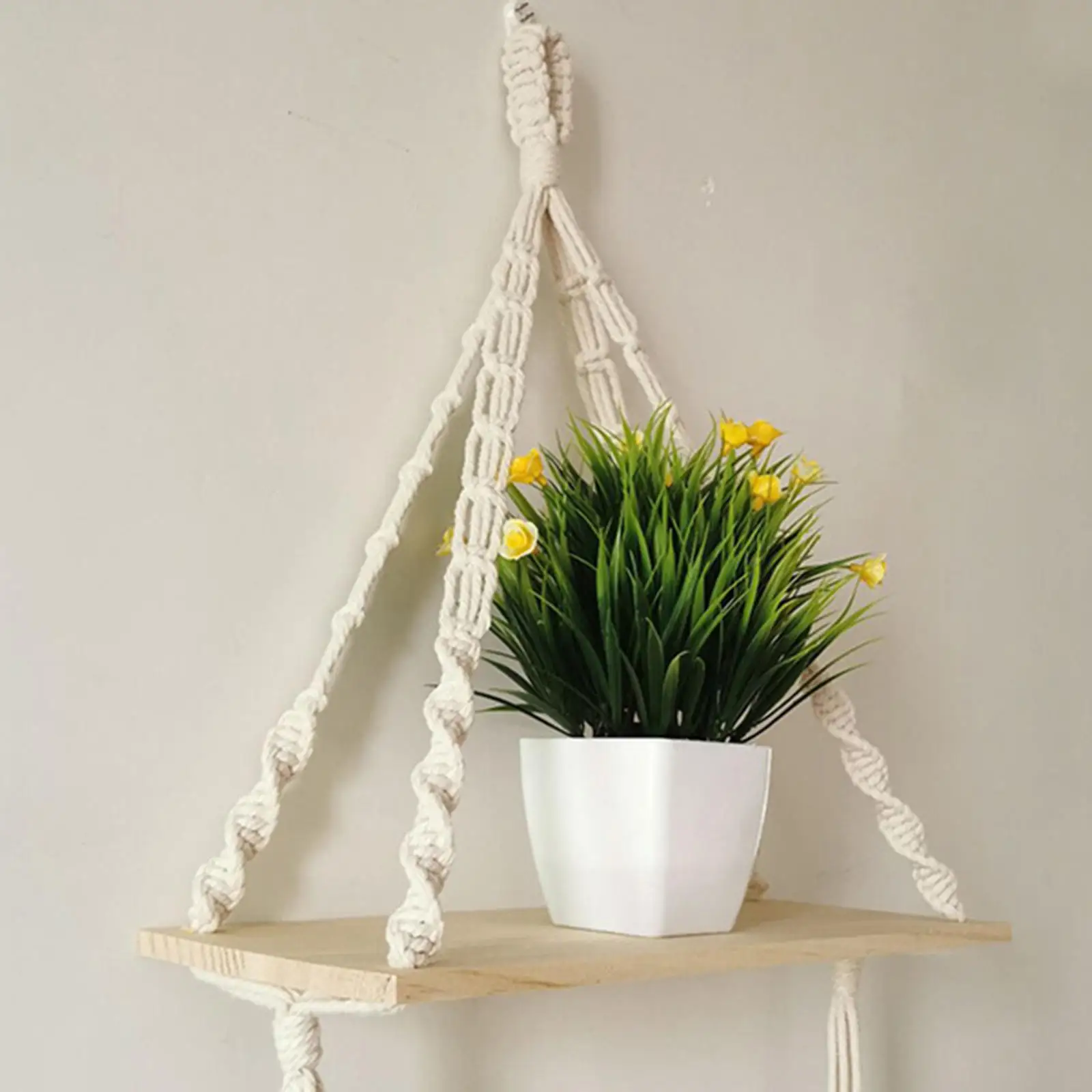 Triangle Macrame Shelf Wall Organizer Display Rack Hanging Shelves for Flower Books Plant Photo Home Decor