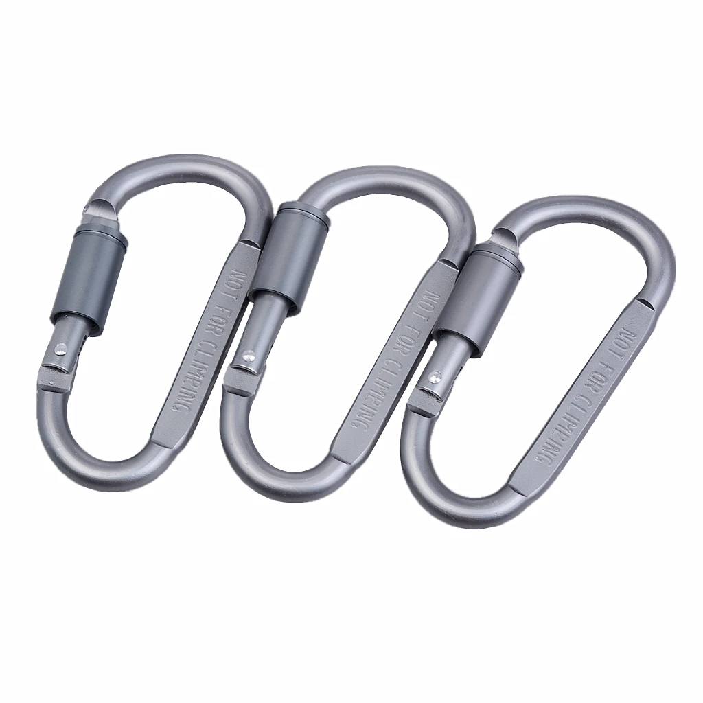 3pcs Alloy Carabiners Keychain Buckle Outdoor Camping Hiking Hardware Clips