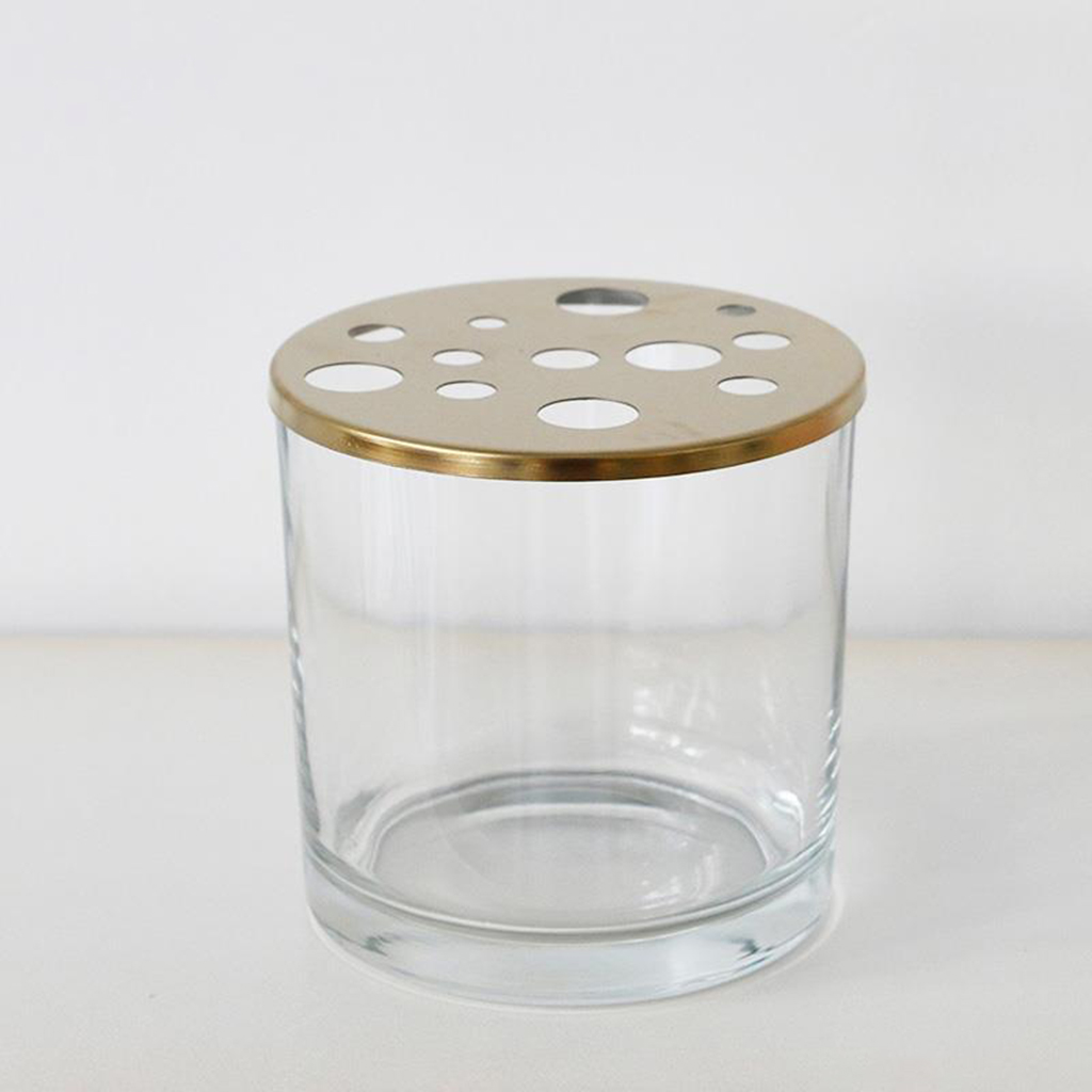 Clear Glass Flower Vase Floral Arrangement Garden Vases with Irregular Lid