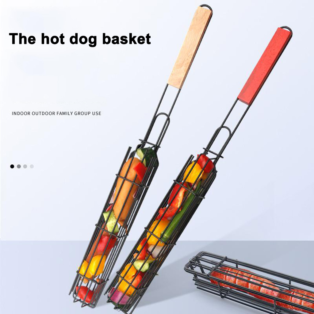 Kabob Grilling Baskets Non-Stick Metal for Vegetable Chicken Kitchen Accs