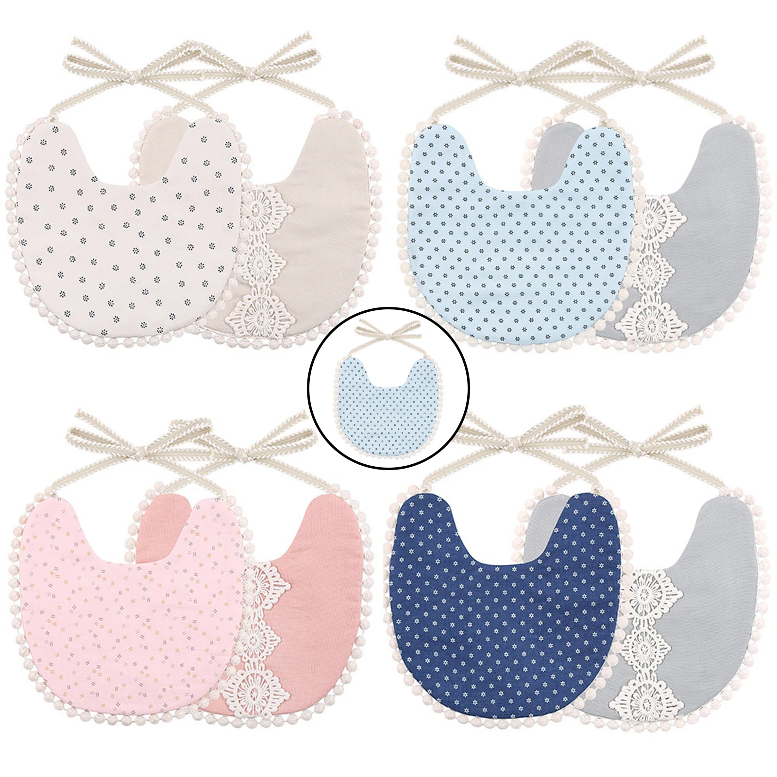 Adjustable Neckband Baby Feeding Bib Linen Cotton Eating Drinking Drooling Apron Protection for Toddler Newborn 0-4 Months