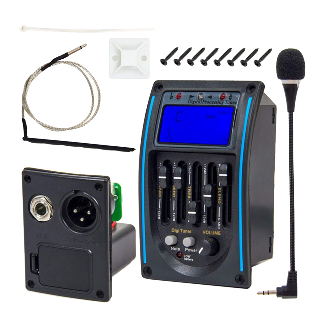 Equalizer EQ 5-band Acoustic Guitar Piezo Pickup Tuner System & Microphone