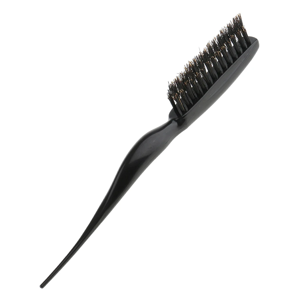 Salon Comb Hair Teasing Brush Plastic Handle 3 Rows Back Comb Natural Boar Bristle