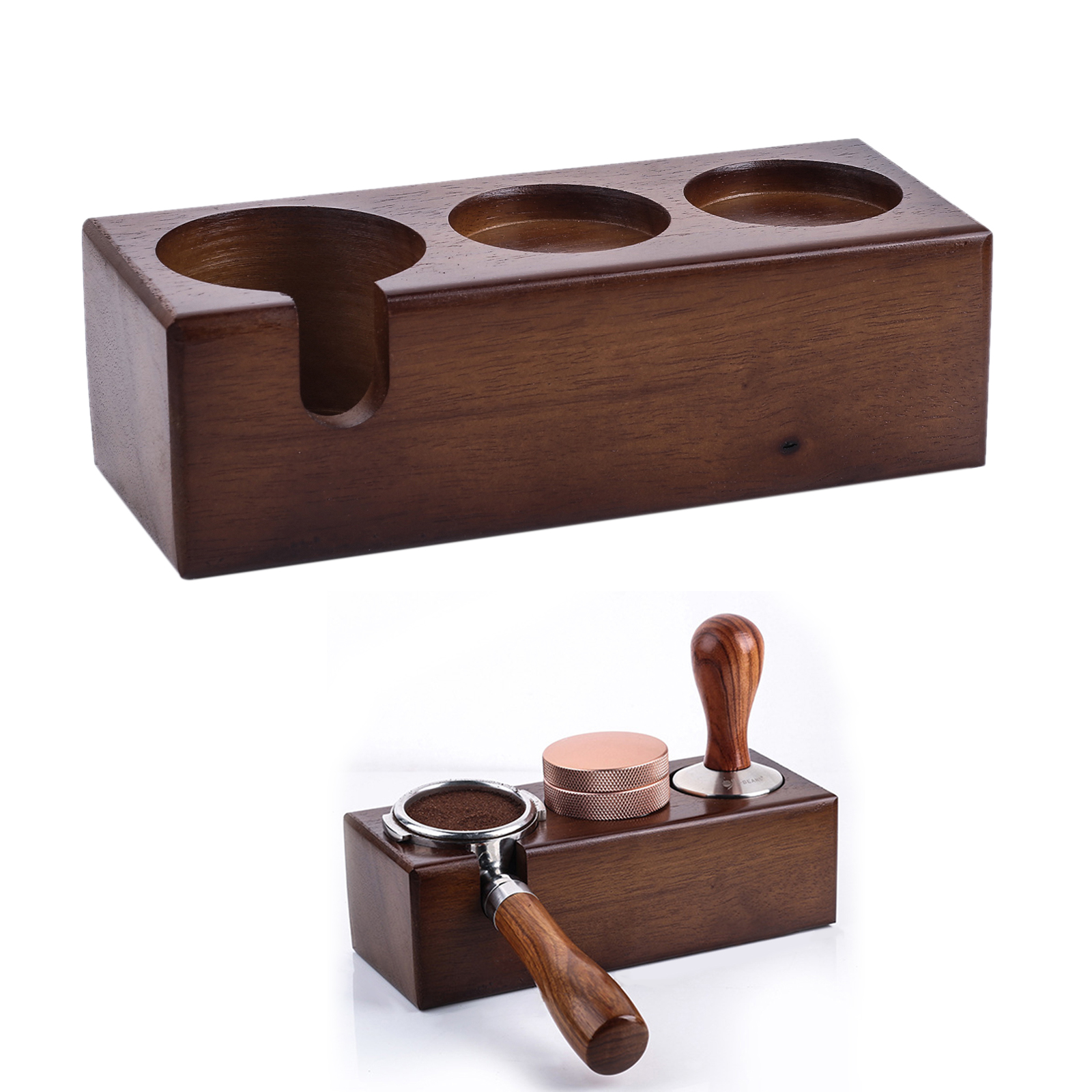 51/58MM Beech Wood Manual Coffee Tamper Holder Coffee Powder Maker Rack Tool Accessory Espresso Latte Art Pen Stand