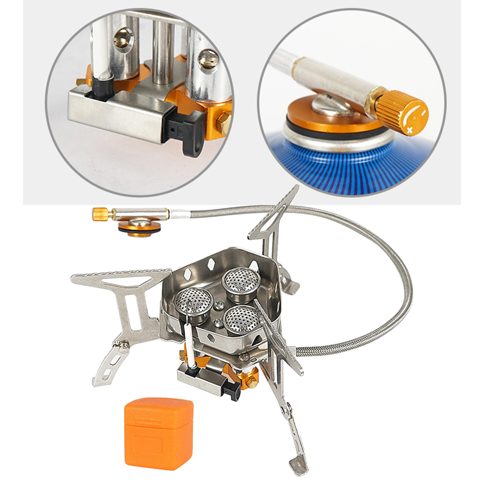 5800W Camping Gas Stove Lightweight 3 Furnaces Heads Folding Portable for Travel Picnic Backpacking Hiking