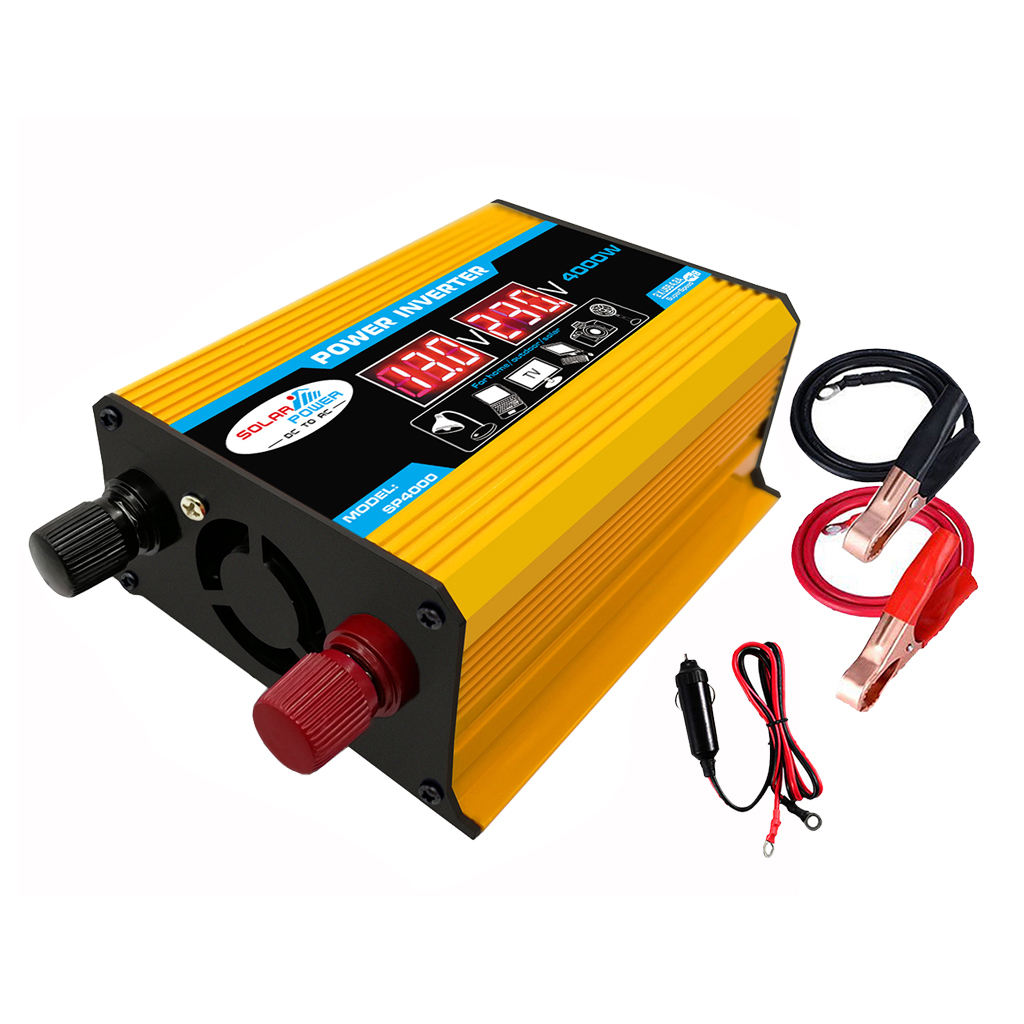 4000W Power Inverter 12V To 220V AC Car Power Inverter LCD Display Camping Converter Dual USB Transformer Modified Sine Wave