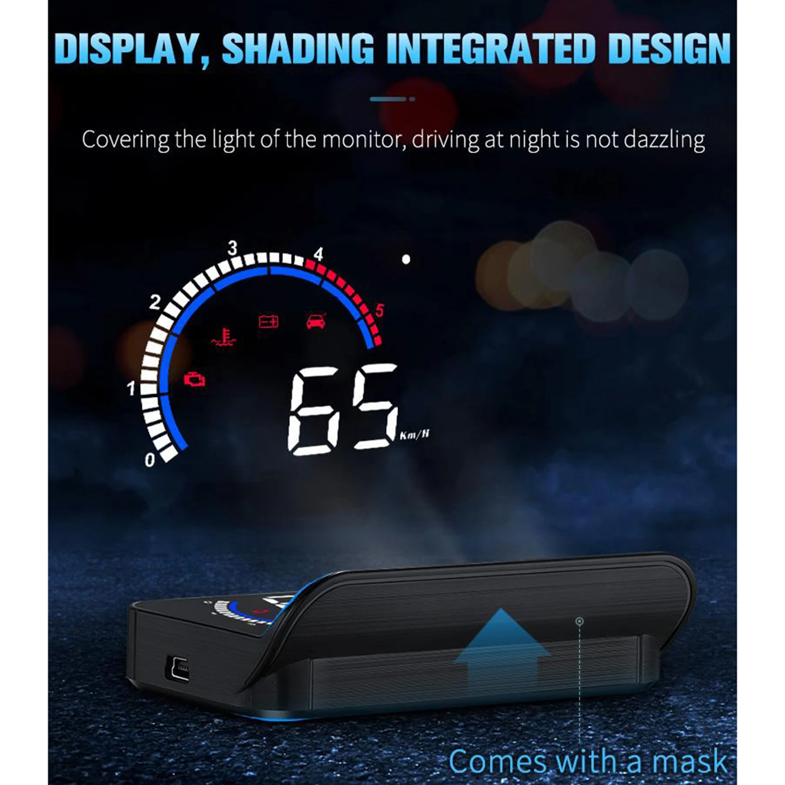 Upgrade Car Universal Head Up Display OBD2 II EUOBD HUD,Speed,Overspeed Warning,Mileage Measurement,for All Vehicles