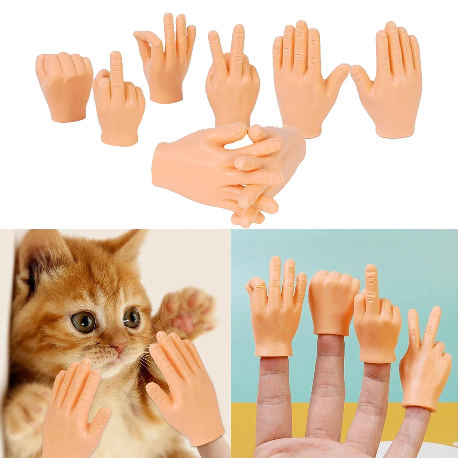 Tiny Hand Finger Puppets Little Finger Props for Hands Halloween Hand Prop Accessories Mini Prank Hand Gag Gifts for Adults