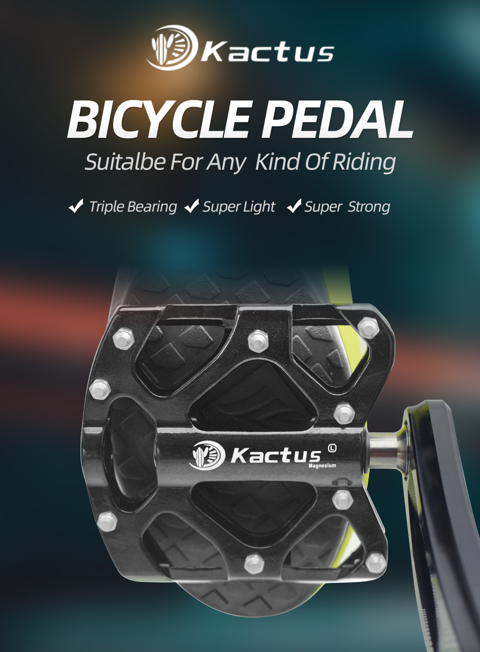 KACTUS Ultralight Titanium Axle MTB Road Bike Pedals Magnesium Alloy Body BMX Anti Skid XC DH 18T Cycling Part MTB Accessories