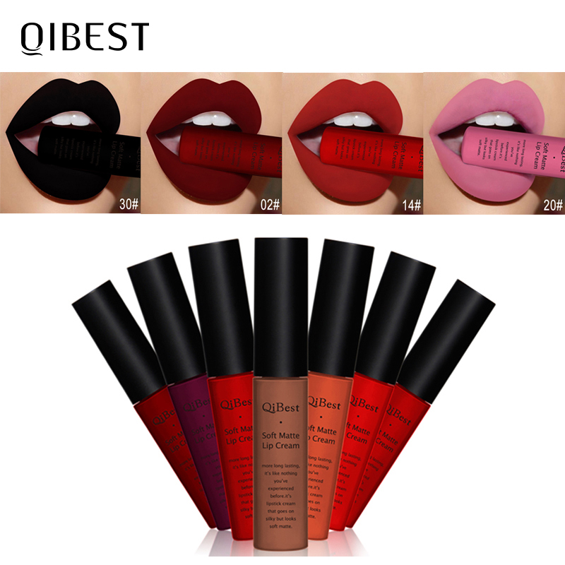 Best of QIBEST Brand 34 Colors Liquid Lipstick Waterproof Matte Nude Lipstick Pigment Red Long Lasting Lip Gloss Women Makeup Lipgloss Reviews & Tips - Image 4