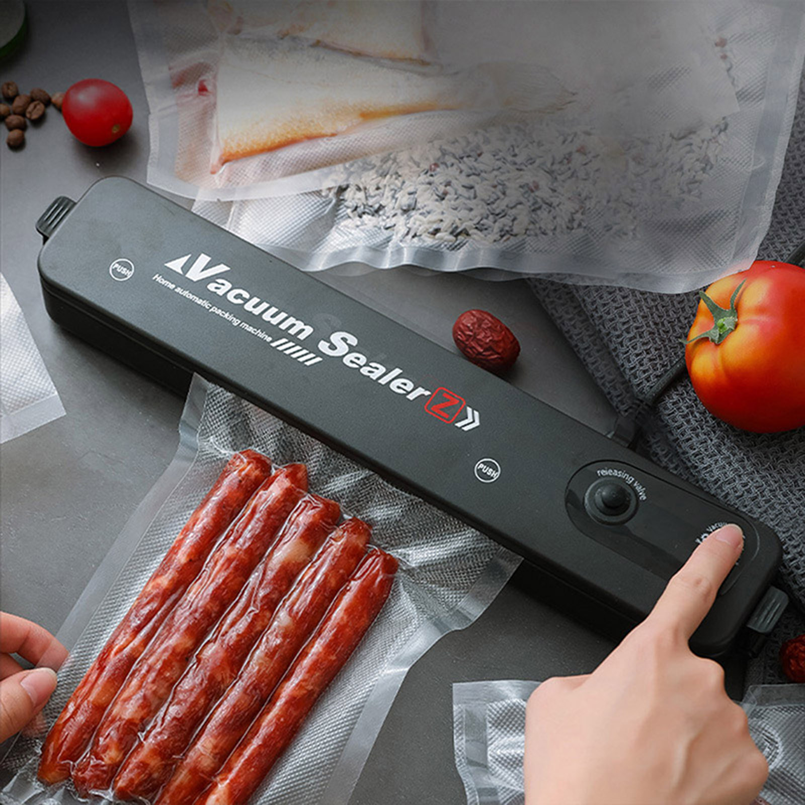 Vacuum Food Sealer Automatic Commercial Household Food Vacuum Sealer Packaging Machine Include 10Pcs Saver Bags