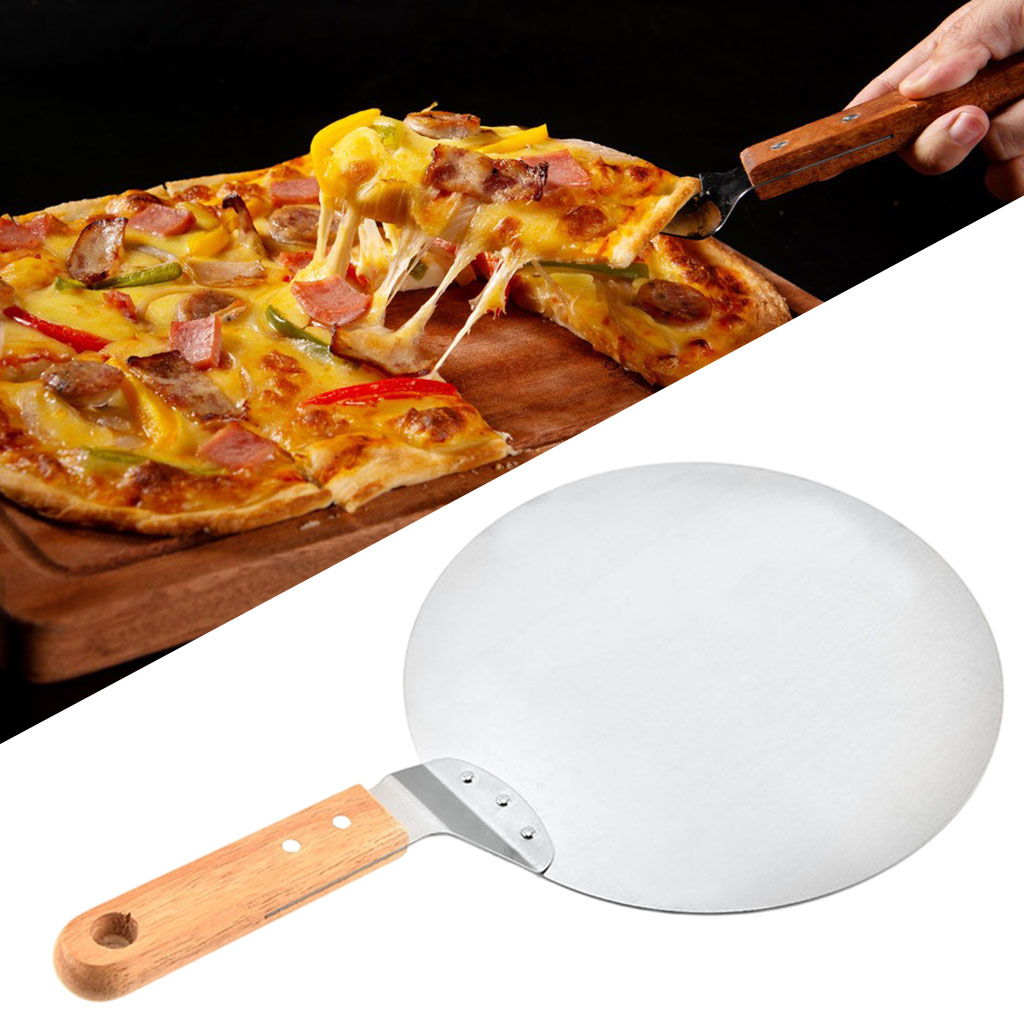 Stainless Steel Anti-scald Pizza Peel Pan Tray Pizza Plate Round Dish Cake Shovel Oven Kitchen Baking Pastry Tools