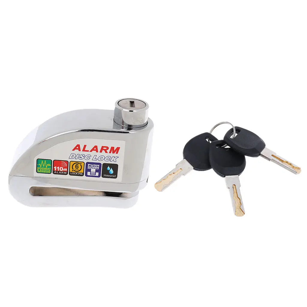 Generic Wheel Disc Lock Alarm Movement& Shock Sensor Motorcycle Bike Scooter Silver