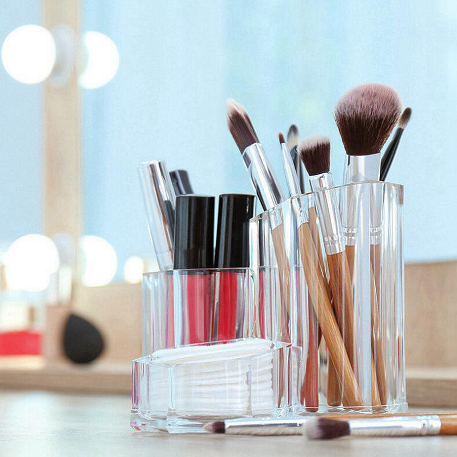 Transparent Cosmetic Organizer Makeup Brush Holder Storage Box for Makeup