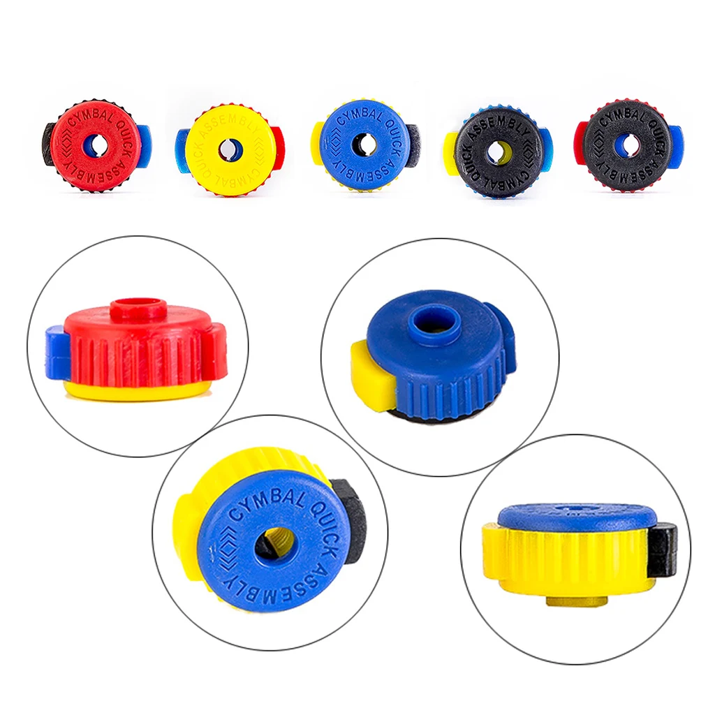 5/Pack Plastic Quick Release Cymbal Nut Cap Drum Kit Part assorted color