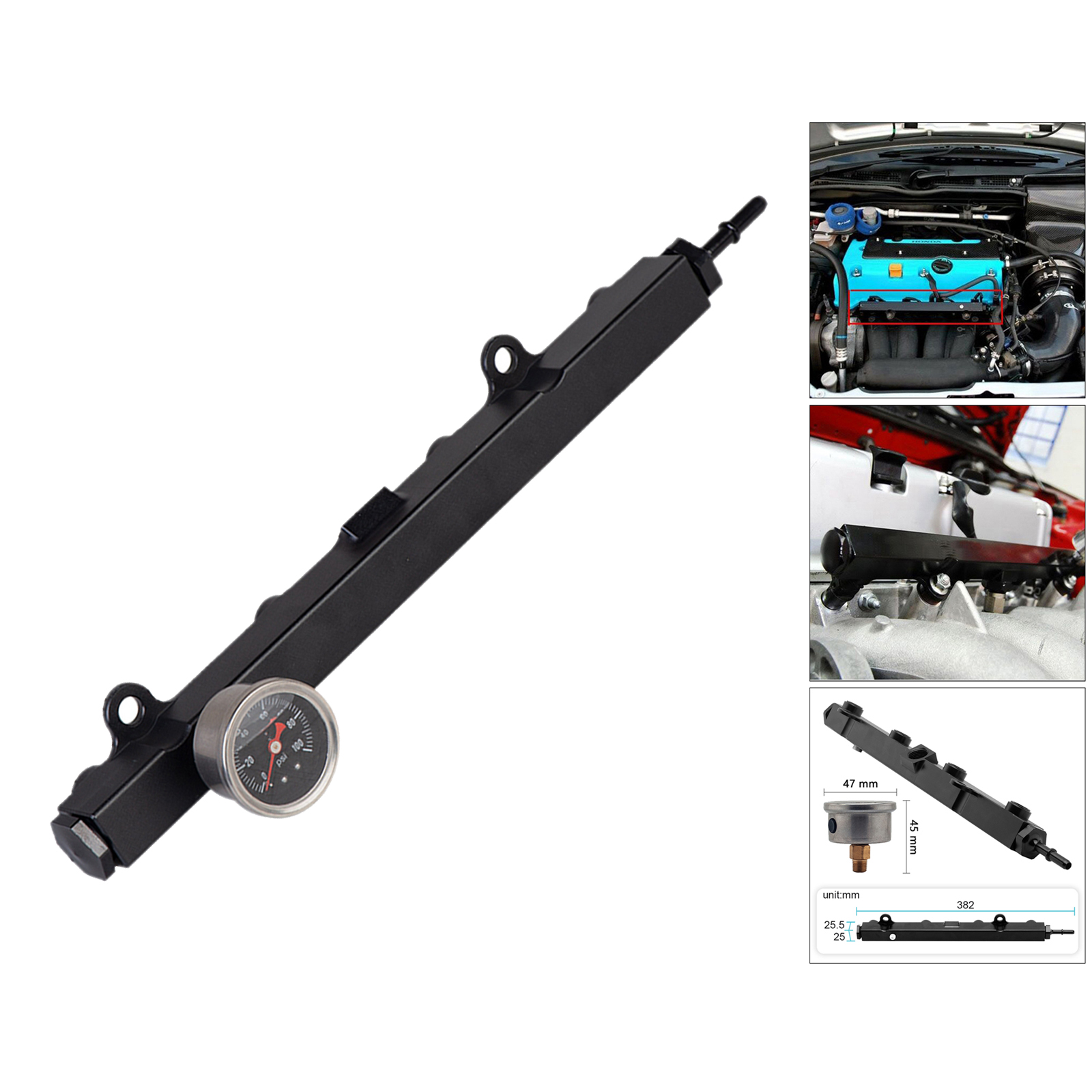 Billet Aluminum K Series High Flow Fuel Rail Replacement For Honda Civic and Acura Si Rsx Tsx  K swap Engine