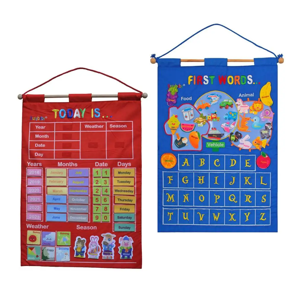 Wall Hanging Learning Calendar with Weather Station Season for Children Early Education