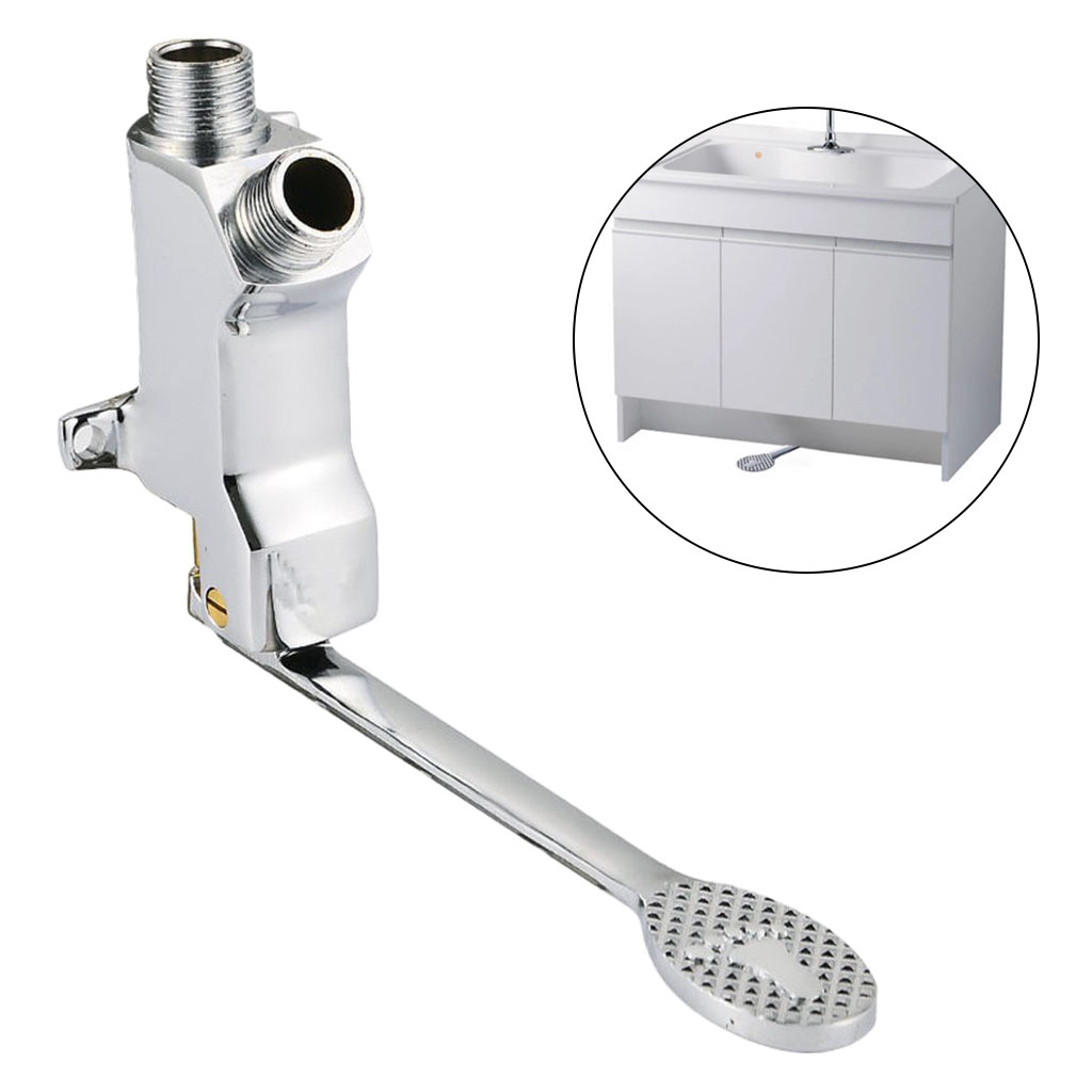 Switch Control By Floor Single Brass Foot Pedal Valve Polished Basin Faucet Single Cold Tap