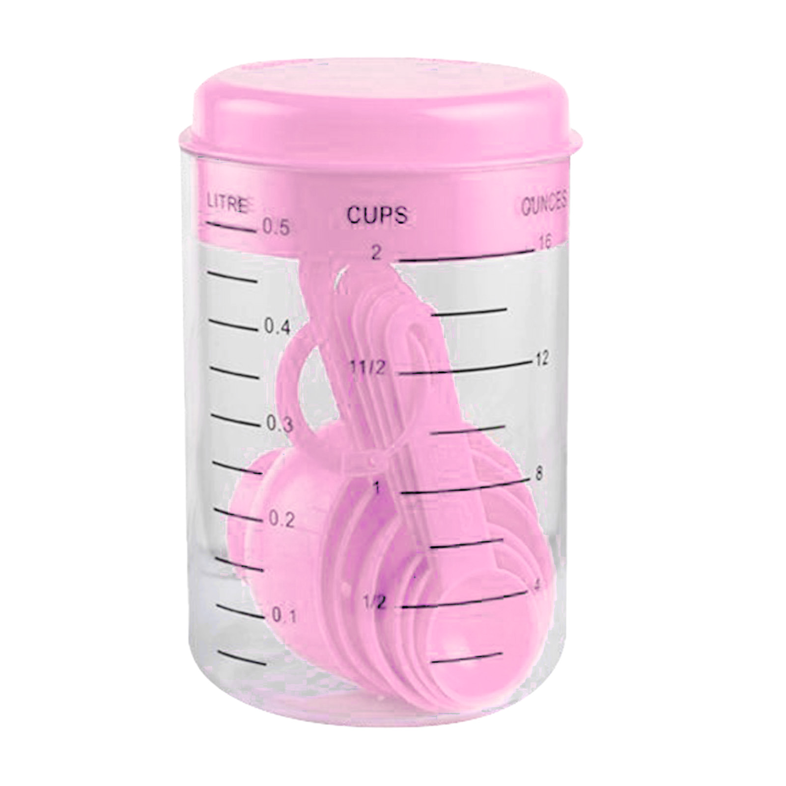 1Set Plastic Measuring Cup with 6 Spoons Set Kitchen Baking Accessory Safe to Use