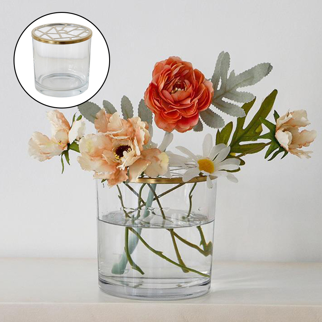Clear Glass Flower Vase Floral Arrangement Garden Vases with Irregular Lid