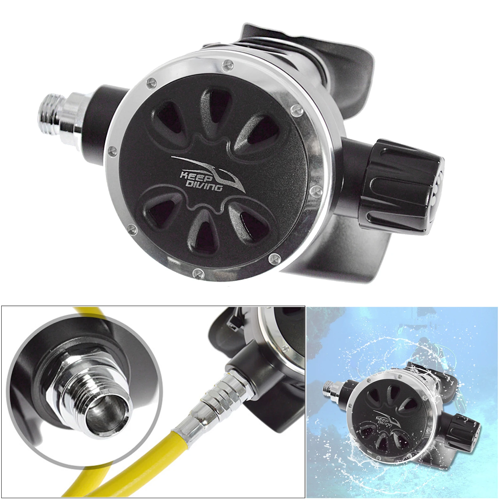 Deluxe Diving Regulator Replacement Scuba Dive 2nd Stage Octopus with Adjustable Valve Silicone Mouth Piece Diving Equipment