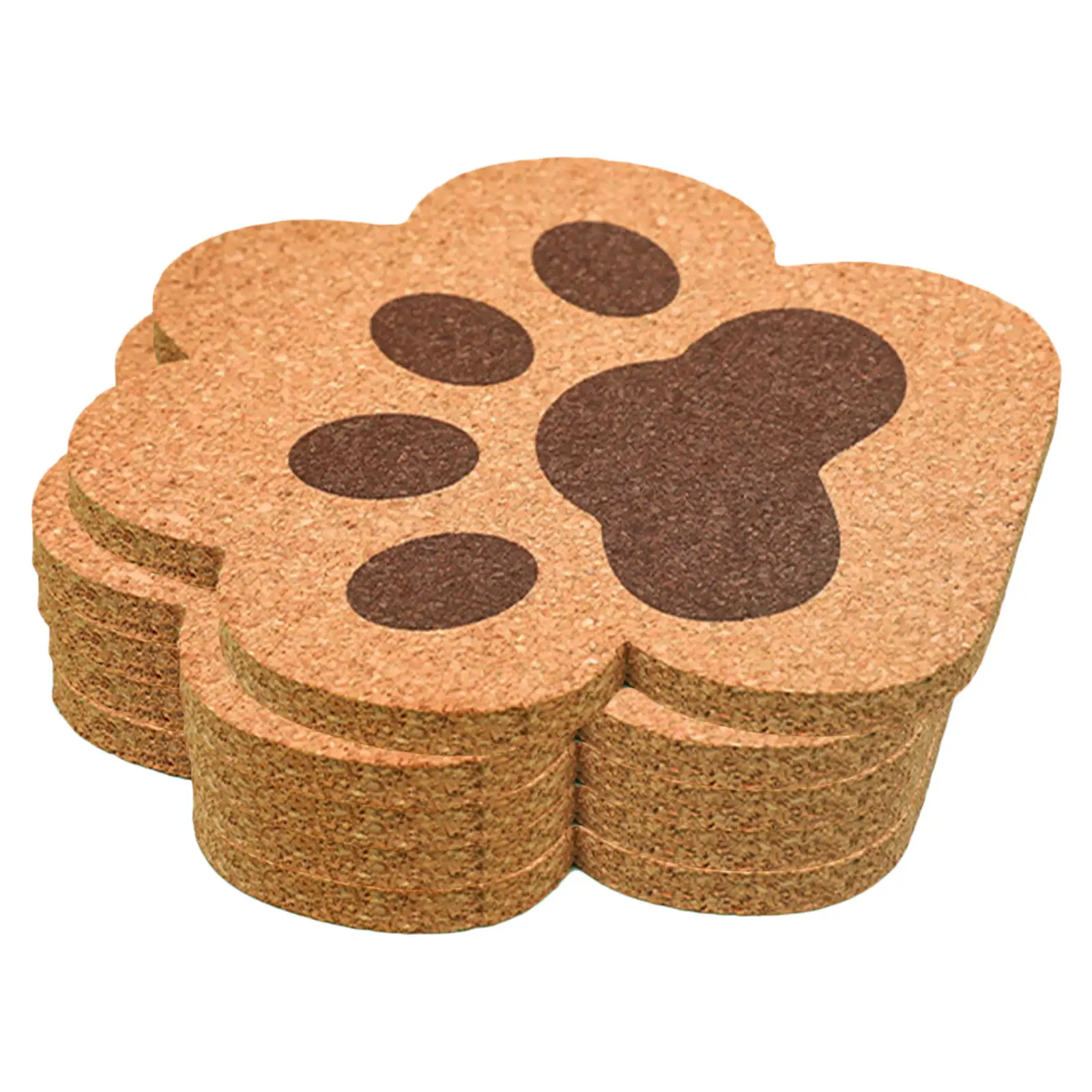 Set of 5 Cork Coaster Cat Paw 5 inch Heat Resistant Tea Mat for Home Idea Gift Wine Beer Glass