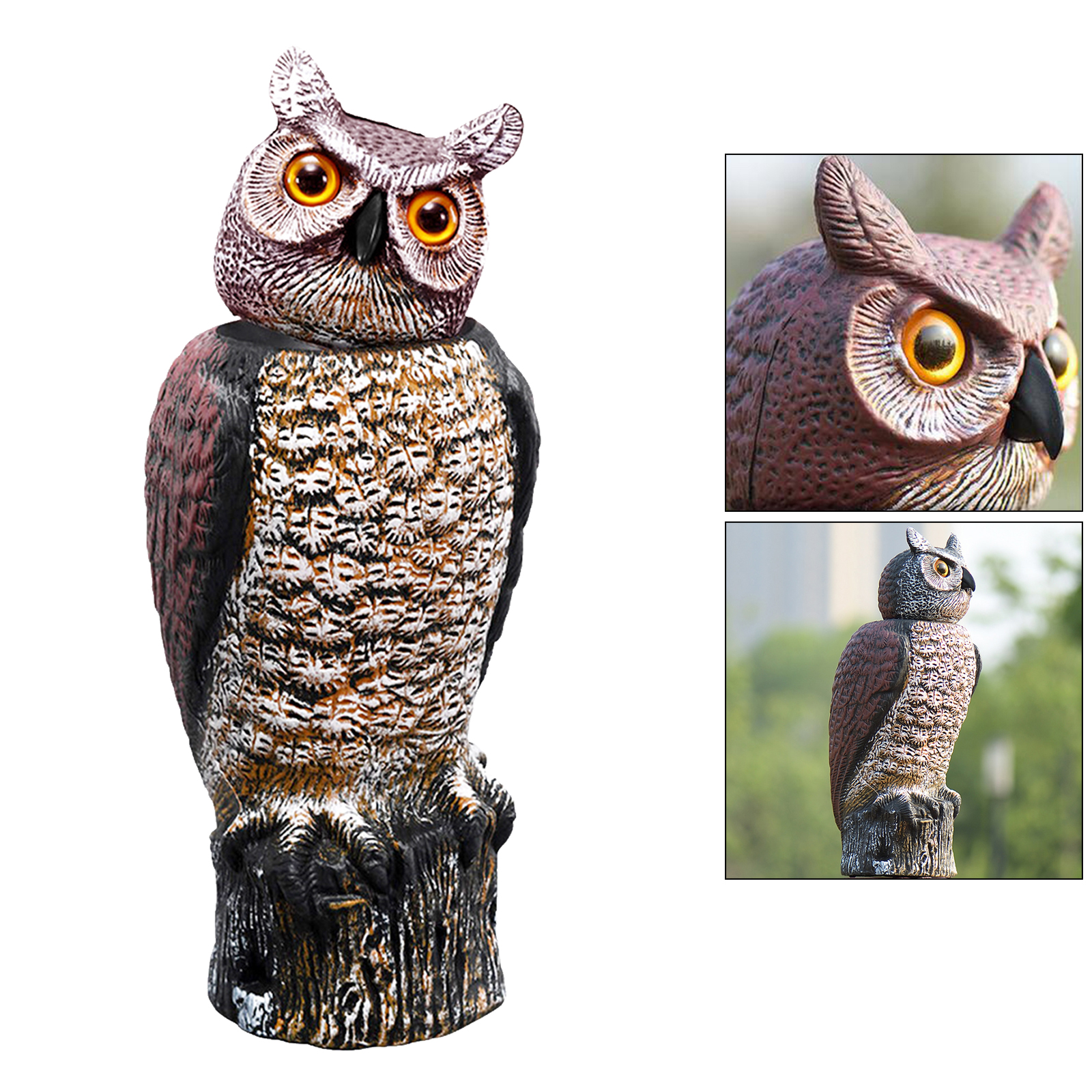 Horned Owl Decoy Scarecrow Bird Deterrent Repeller Nature Enemy Pest Control